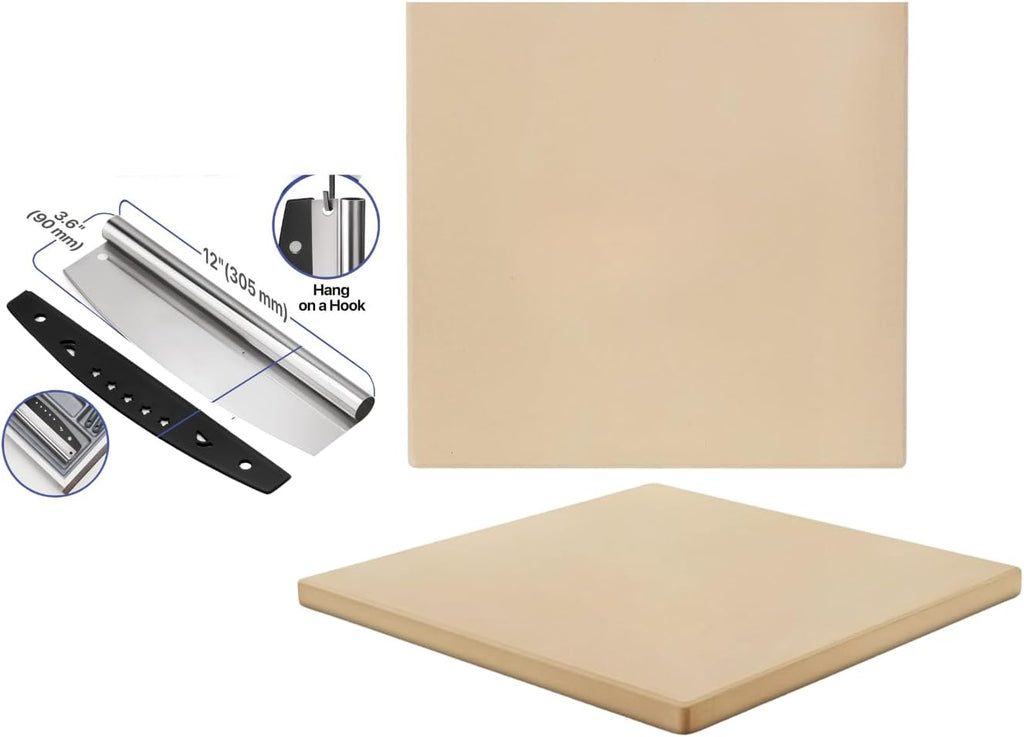 14"  Cordierite Pizza Stone – Includes Free Pizza Cutter