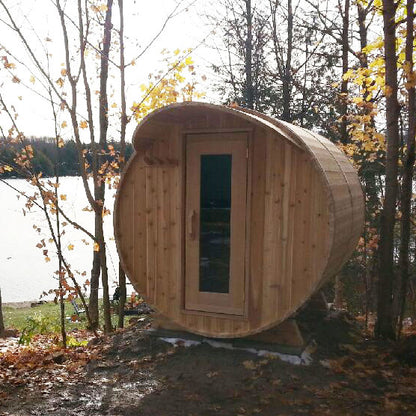Classic Barrel Sauna with Changeroom Package – Red Cedar (Heater Included)
