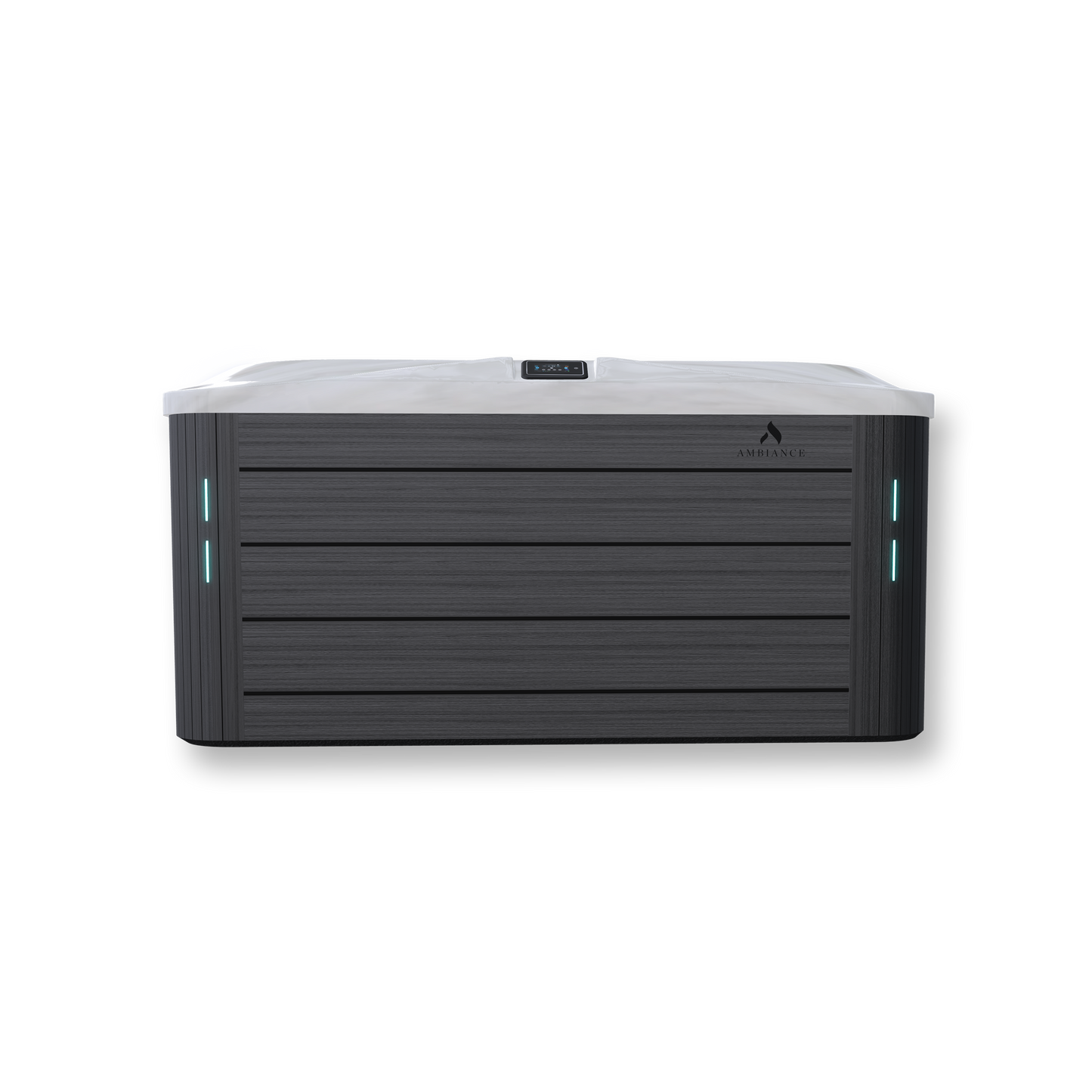 Thermēa L523 hot tub with LED waterline, backlit waterfall, and cup holders.”