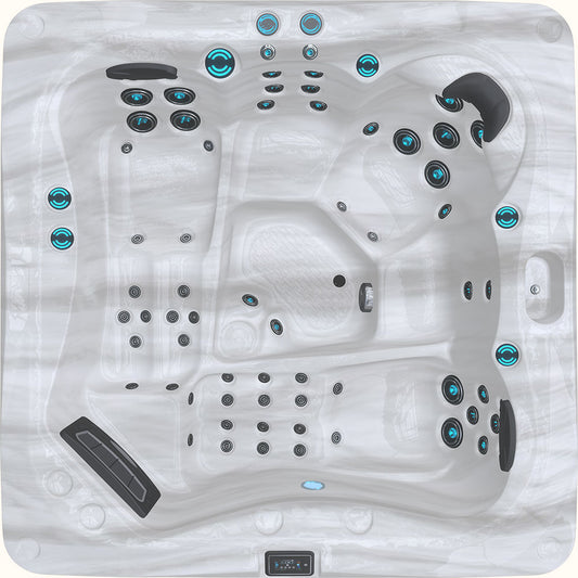 Thermēa L523 5-person spa with dual loungers and 68 hydrotherapy jets.