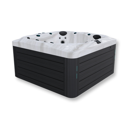 Premium hot tub with dual pumps, hydrotherapy jets, and touchscreen control