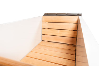 Luxury wooden Polar Plunge tub with lid, designed for backyard wellness setups.