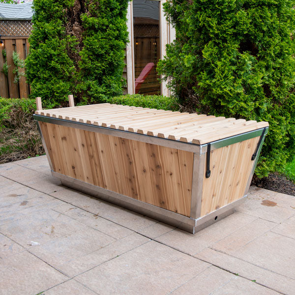 Polar Plunge cold therapy tub setup on patio, perfect for wellness and recovery