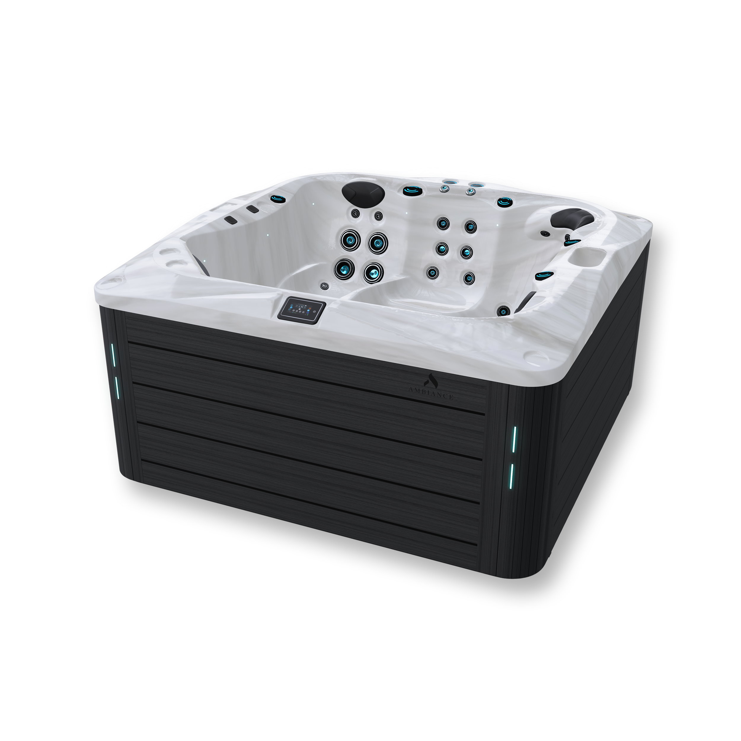 thermēa L523 hot tub available in acrylic and cabinet finish options.