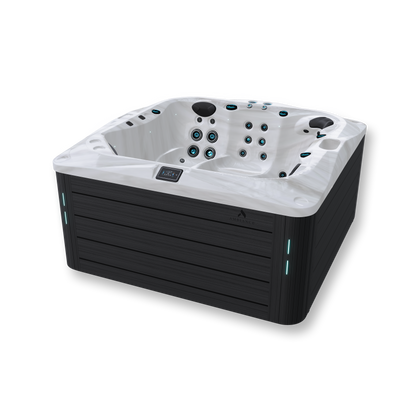 thermēa L523 hot tub available in acrylic and cabinet finish options.