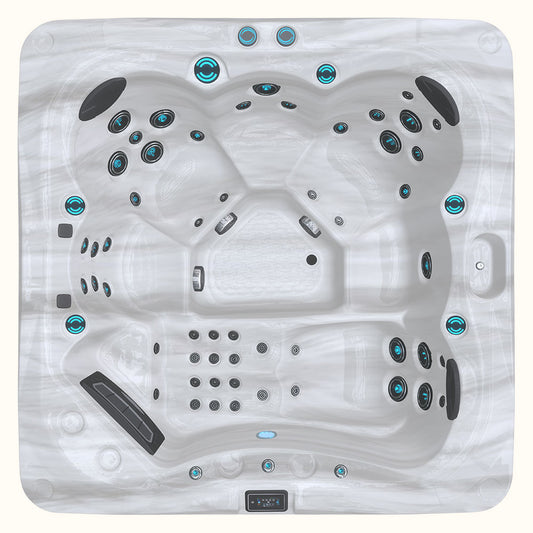 Thermēa M615 6-person spa with lounger and 53 hydrotherapy jets.